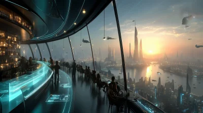 Futuristic Cyberpunk Sky Bar