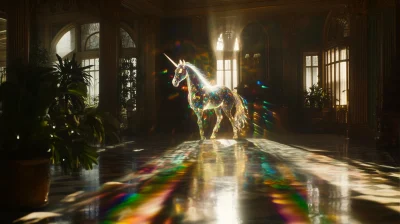 Ethereal Unicorn in Grand Mansion