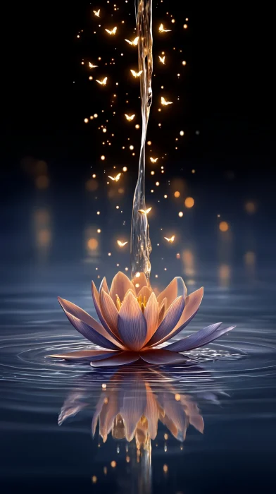 Magical Lotus and Fireflies