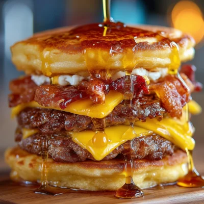 Pancake Bacon Cheeseburger