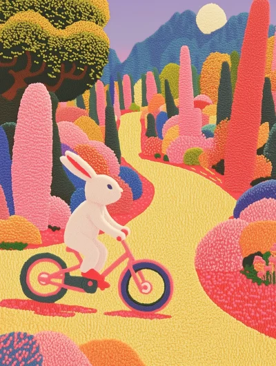 Mother Rabbit and Baby Rabbit Biking