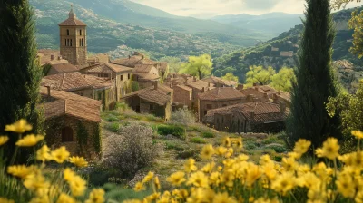 Medieval Spanish Village in Spring