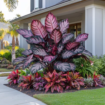 Vibrant Front Yard with Calathea