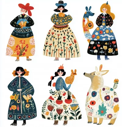 Whimsical Folk Art Characters