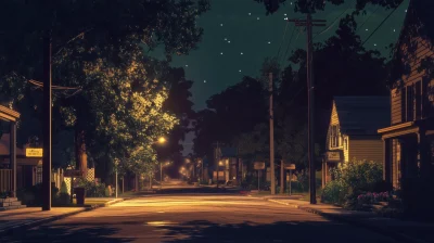 Beautiful American Town at Night