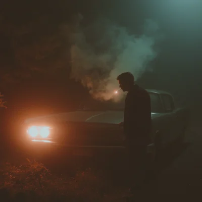 Classic Car Night Scene