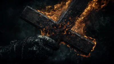 Burning Wooden Cross