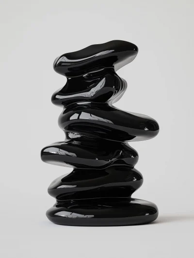 Black Liquid Metal Pebbles