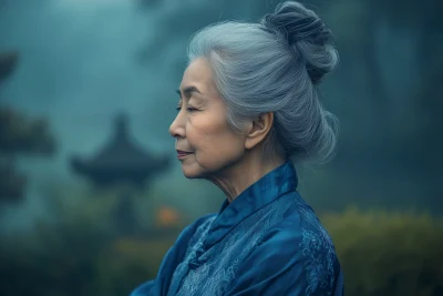 Elderly Woman Practicing Tai Chi