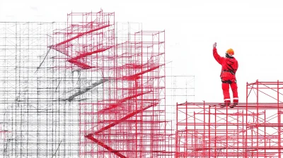 Construction Worker on Scaffolding