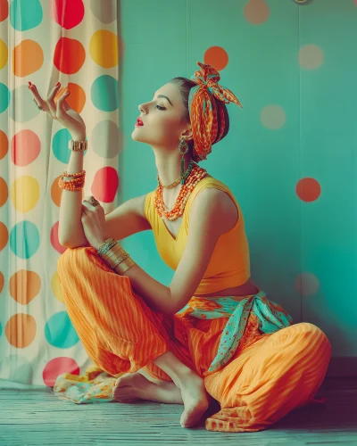 Indian Dancer in Polaroid Style