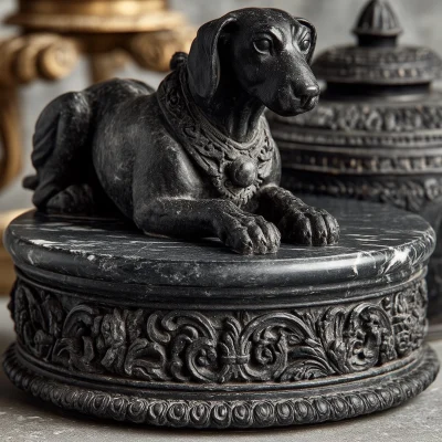 Elegant Black Dog Statue