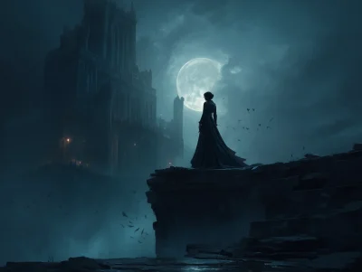Gothic Woman on the Cliff