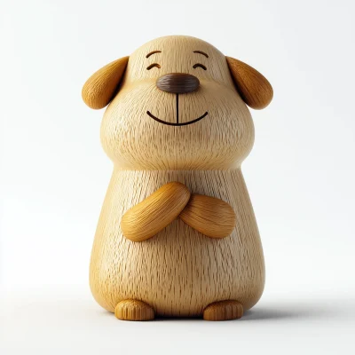 Wooden Dog Buddha Statue