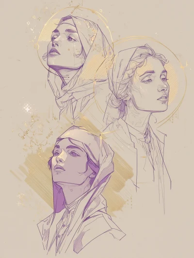 Saintly Outlines in Pale Gold