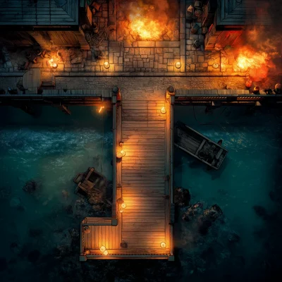 Burning Dock Battle Map