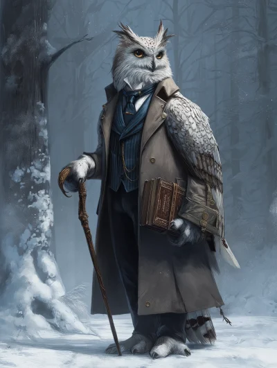 Anthropomorphic Snowy Owl Professor