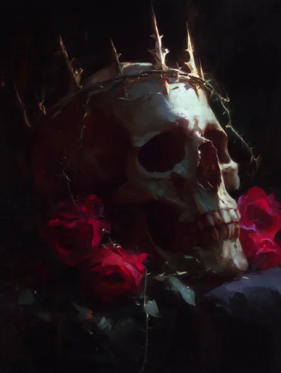 Skull Crowned with Roses