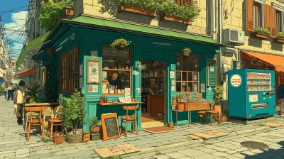 Anime Coffee Shop Scene