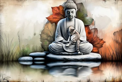 Buddha with Kitten