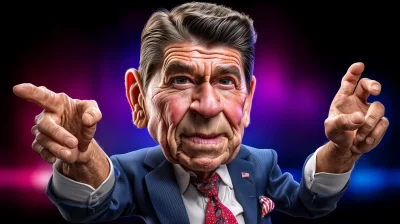 Hyper Realistic Caricature of Ronald Reagan