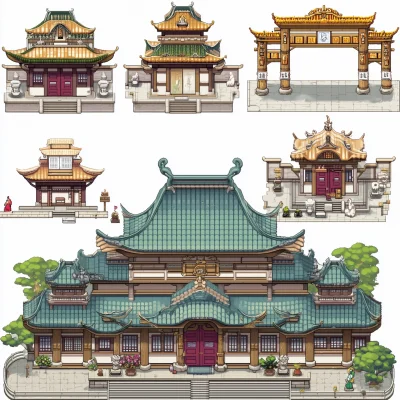 Shaolin Temple Pixel Art Set