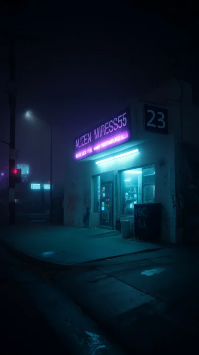 Alien Massage Parlor at Night