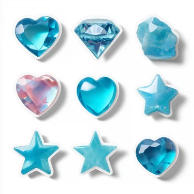 Blue Y2K Style 3D Sticker Pack