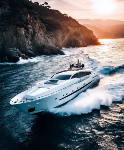 Luxury Yacht at Sunset