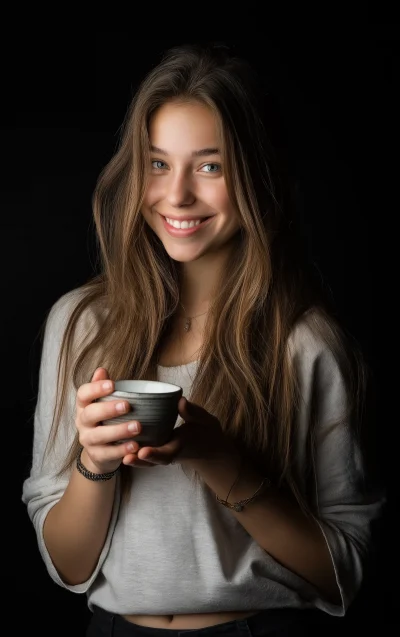 Smiling Girl with Coffee