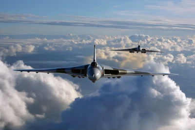 Vulcan Bombers in Flight