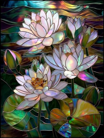 Opalescent Lotus Flowers