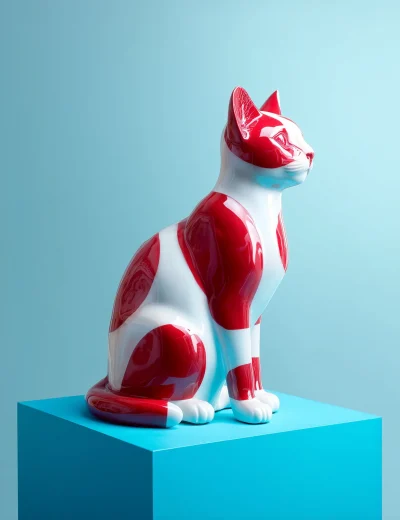 Porcelain Cat Statue