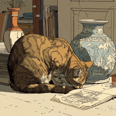 Tabby Cat Reading
