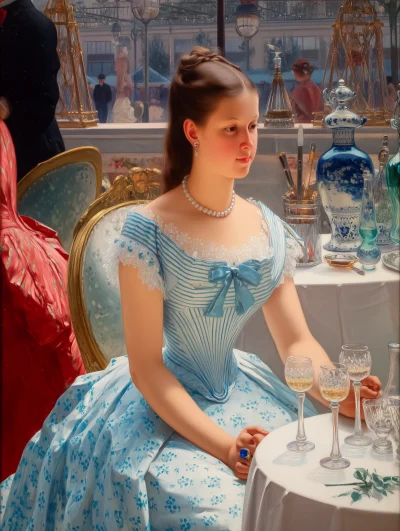 Elegant Girl in Parisian Evening