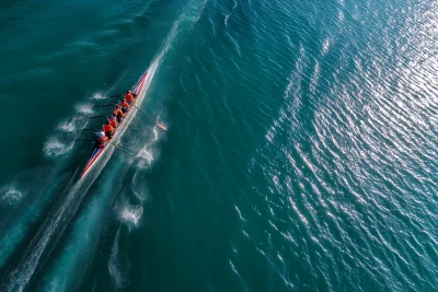 Sleek Racing Boat Team
