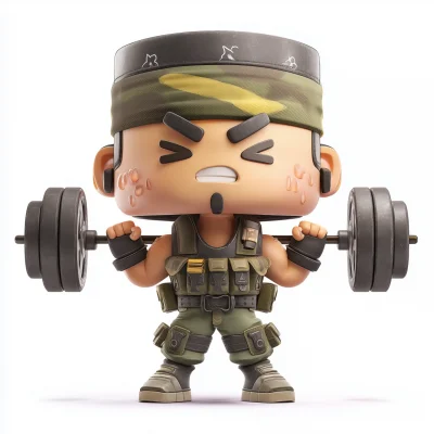 Chibi Tactical Soldier Lifting Barbell