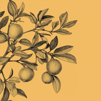 Vintage Orange Tree Sketch