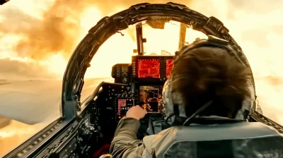 Pilot in Fighter Jet Cockpit