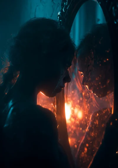 Crying Woman by Firelight