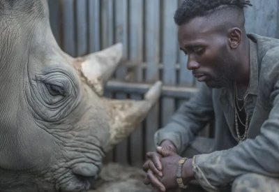 Man with Rhino