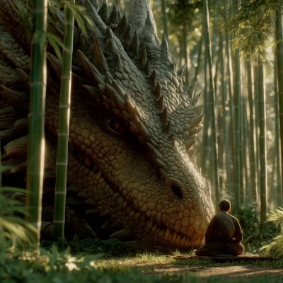 Serene Dragon and Monk