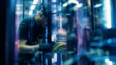 Technician at Work Behind LED Wall