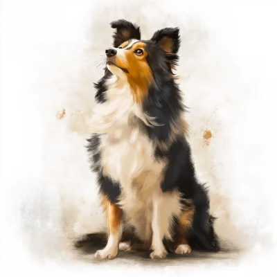 Tricolor Shetland Sheepdog in Ghibli Style