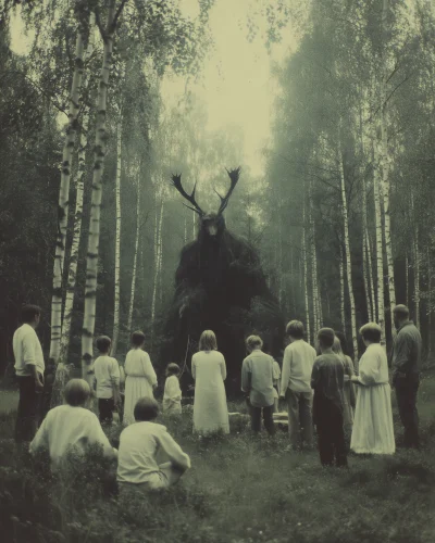 Midsummer Gathering in Birch Forest