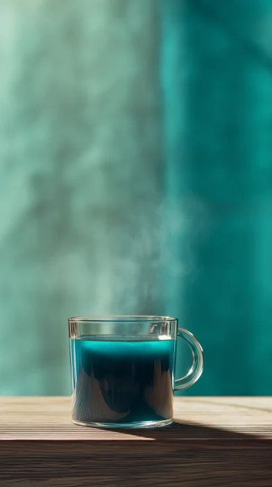 Blue Spirulina Matcha in Glass Cup
