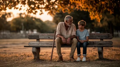 Grandfather and Grandson in the Park