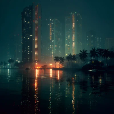 Futuristic Miami in Cyberpunk Style