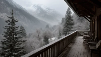 Snowy Mountain Lodge View