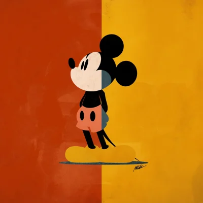 Minimalist Retro Mickey Mouse